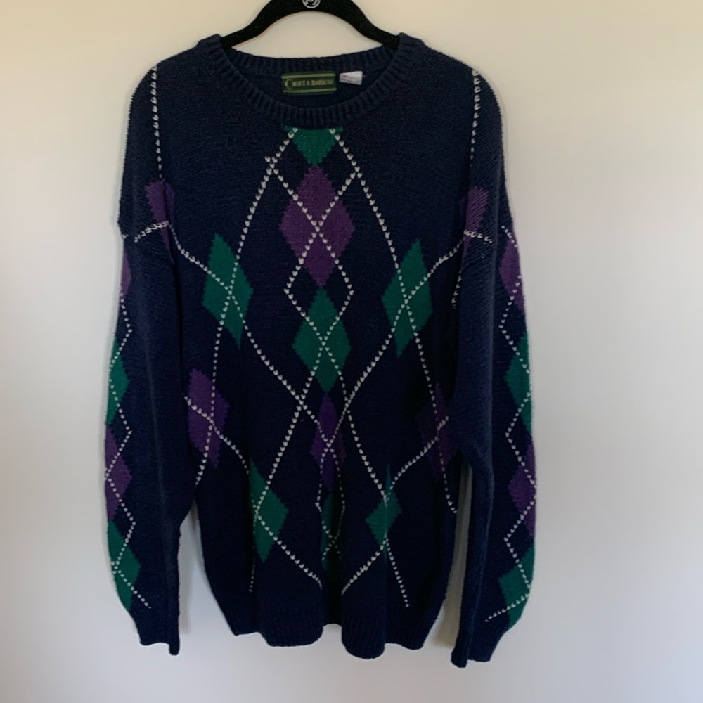 Silk argyle sweater